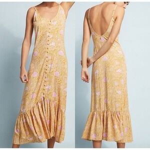 Beachgold Daydreamer Sundress Size S Women's Floral Yellow Pink Anthropologie‎